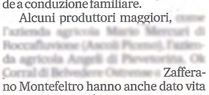 Zafferano Montefeltro Corriere Adriatico 8 ottobre 2016